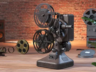 Movie Projector and Projection Screen Collection 3D model