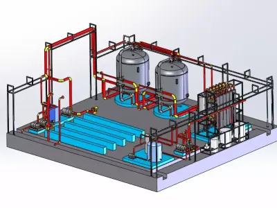 Industrial Ultrafiltration System with Equipment Room  3D model
