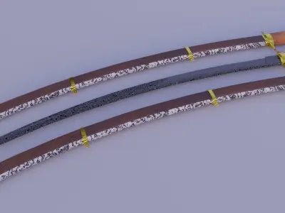sword three samurai swords Low-poly 3D model