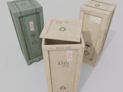 Tall Wooden Crate - Customizable Shipping Box Low-poly 3D model
