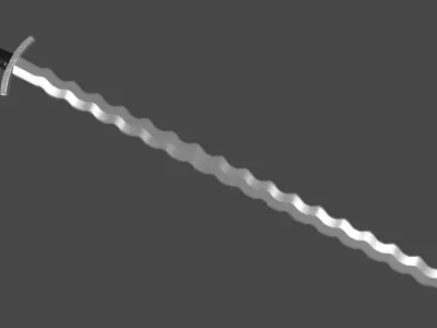 Flamberge sword with Caroling handle Low-poly 3D model