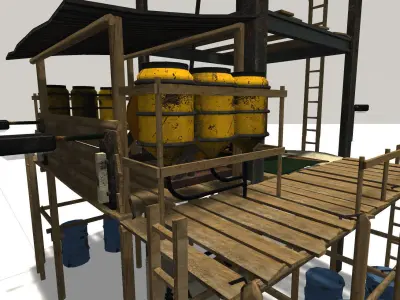 Oil Rig Tower Low-poly 3D model