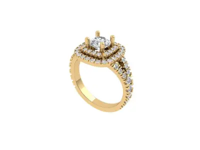  Cushion Solitaire Ring 3D print model
