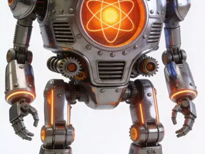Heavy Duty Atompunk Sentinel Enforcer 3D Model Low-poly 3D model