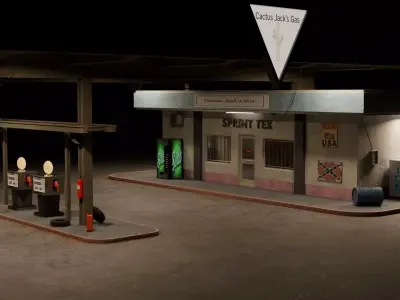 Gas Station - 3D Asset 3D model