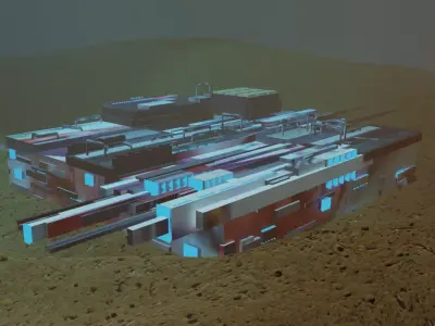 Scifi Base for Games LowPoly High Quality 3D model