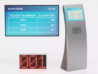 Queue Management System Low-poly 3D model