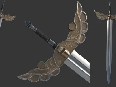 Longsword Game Asset  Free low-poly 3D model