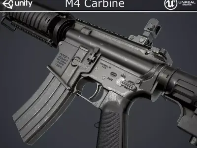 M4 Carbine Low-poly 3D model 2