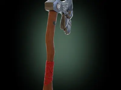 Stylized skull axe PBR low-poly game ready Low-poly 3D model