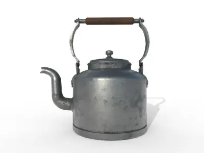 Kettle metal tea Low-poly 3D model