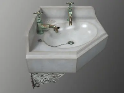 Old Corner Sink Wash Basin Low-poly 3D model