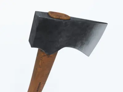 Axe - Forged head with wooden handle 3D model