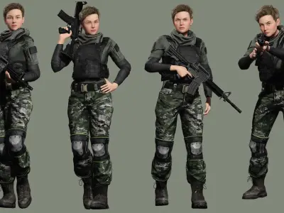 Amelia - Military Muse Command In Style Low-poly 3D model