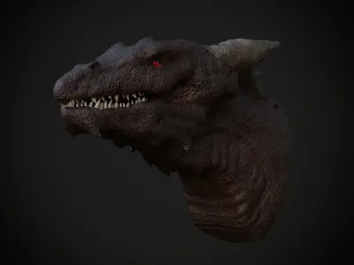 Red Dragon Head Free low-poly 3D model