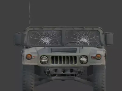 Damaged Armored Humvee Military Vehicle 3D Model v01 Low-poly 3D model