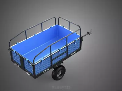 TRAILER TOW DUMPING GARDEN TRACTOR CART DETACHABLE CLOTH POCKET 3D model