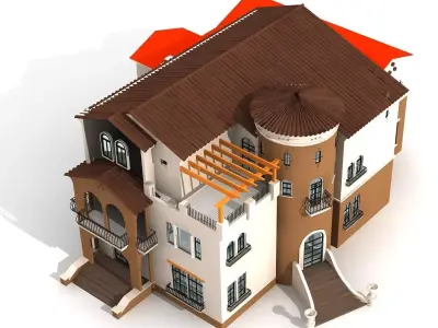 Villa house 3D model 5