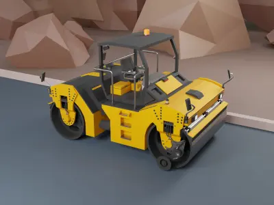 Tandem Vibratory Roller Heavy Vehicle Low-poly 3D model