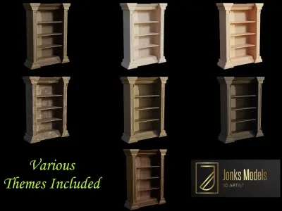 Antique Bookcase Low-poly 3D model