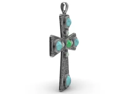 Cabochon Cross Pendant 3D print model