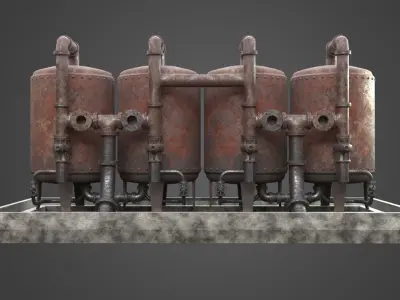 Factory Element - Boiler Machine Low-poly 3D model