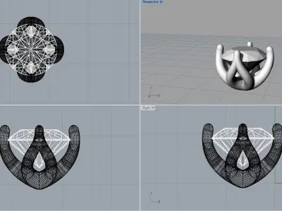 A package of solitaire ring heads engagement 4 prong printable 3D print model purchase