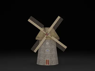 Water Pumping Windmill Animated 3D Model Low-poly 3D model