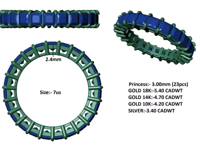 Princess Stone Eternity Band 3D print model purchase