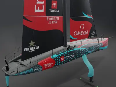  AC75 New Zealand Taihoro America Cup race yacht 3D model hydrofoil 