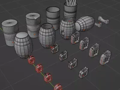 Industrial Barrels and Fuel Canisters Pack Low-poly 3D model