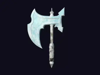 Medieval Battle Axe 08 Ice Elemental - Fantasy Weaponry Low-poly 3D model