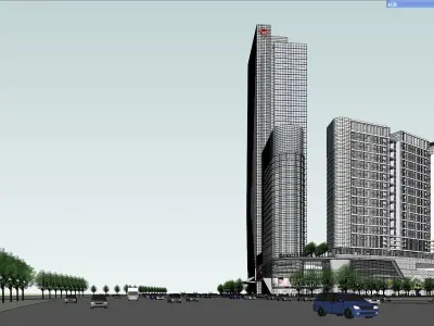 SU model of commercial and office apartment building 3D model