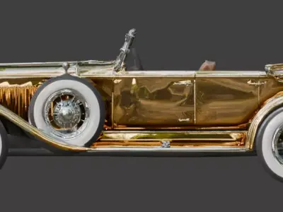 24K Gold Plated 1920s Luxury Phaeton 3D Model Low-poly 3D model