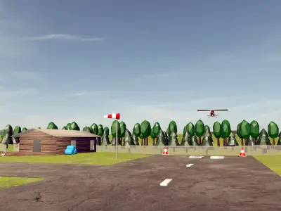 Winter Airfield Free low-poly 3D model