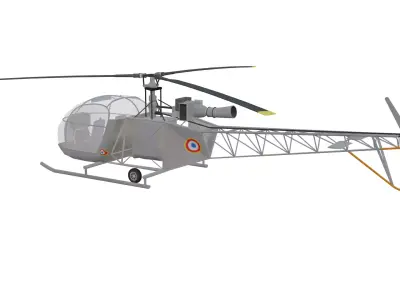 SNCASE SE3130 Alouette II Low-poly 3D model