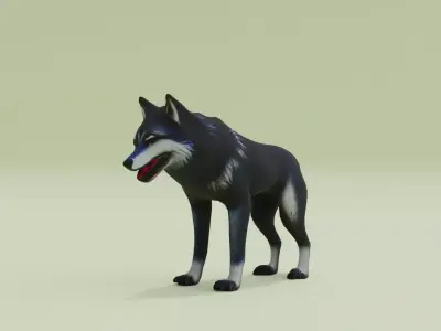 Wolf Black Animal Free low-poly 3D model