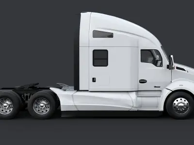 Kenworth T680 with detailed interior Low-poly 3D model