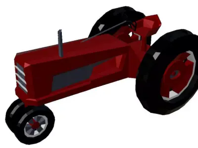 Low Poly Old Tractor Low-poly 3D model
