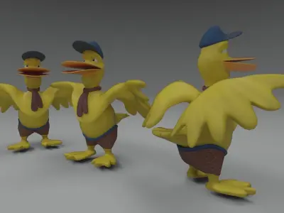 Ducky the Duck Cartoon Model Low-poly 3D model