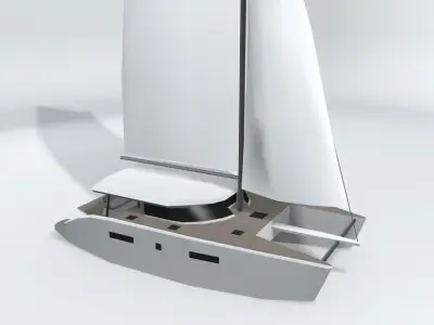 Catamaran Sail Boat LOWEST Low-poly 3D model