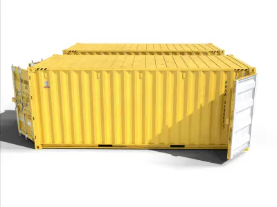 20ft Cargo Container Yellow Low-poly 3D model