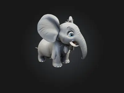 cartoon elephant Low-poly 3D model