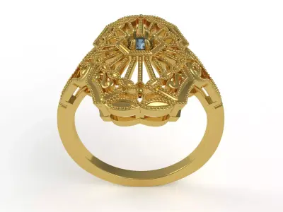 Antique Art Deco Engagement Ring 3D print model order