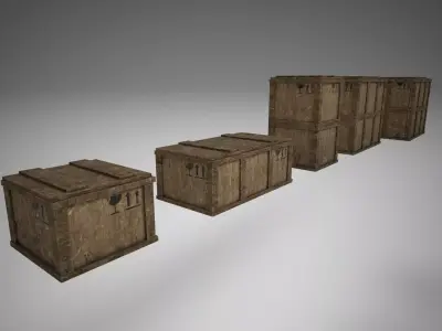 Wooden Crates Free low-poly 3D model purchase