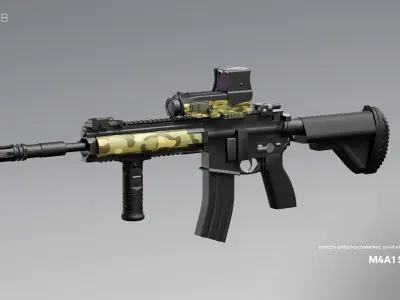 M4A1 SOPMOD Rifle with EOTech G33 Combo 3D model