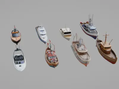 Boats Pack Collection Low-poly 3D model