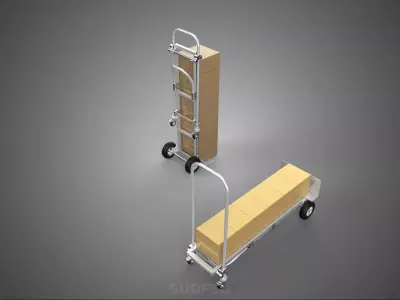 CONVERTIBLE FOLDABLE HAND TRUCK PLATFORM TROLLEY CART DOLLY BOX 3D model