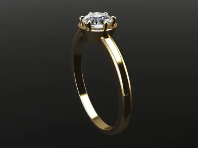 Round Halo Basket Style Dainty Engagement Ring 3D print model