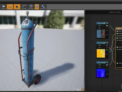 Industrial trolley with oxygen cylinder Low-poly 3D model